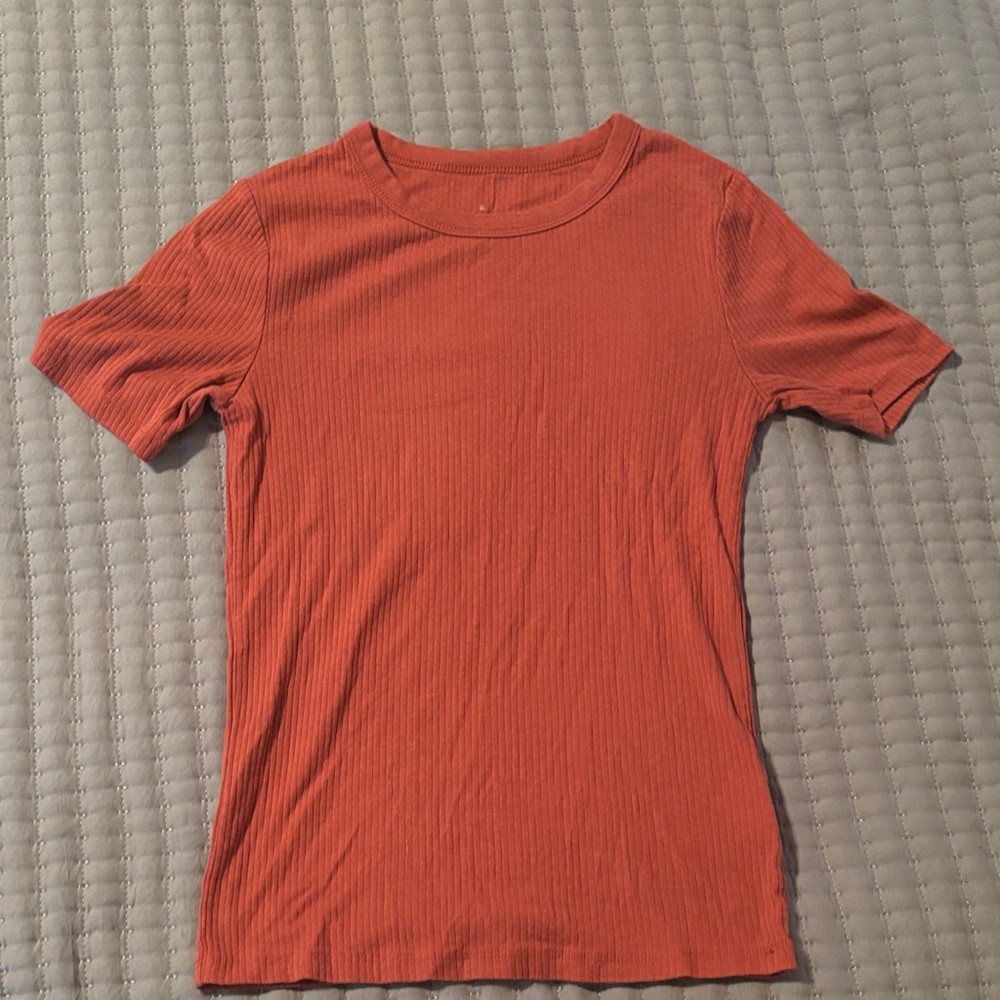 a new day Ribbed Short Sleeve Tee in Warm Terracotta